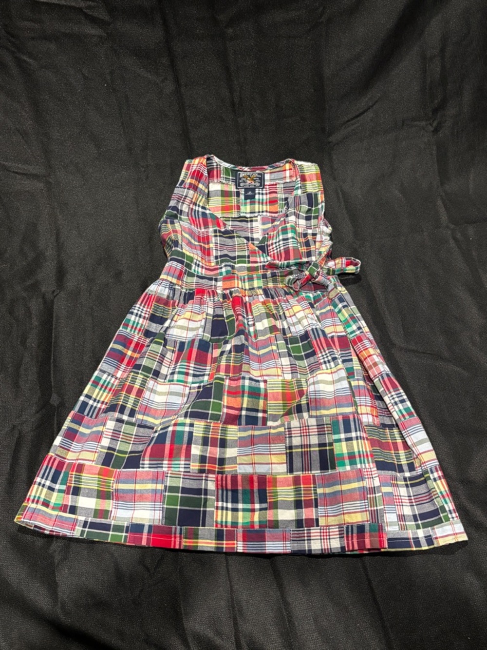 American Living Multicolor Plaid Cotton Button-Front Kids Dress
